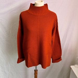 NWT Top Shop Chunky Knit Mock Neck Sweater Burnt Orange